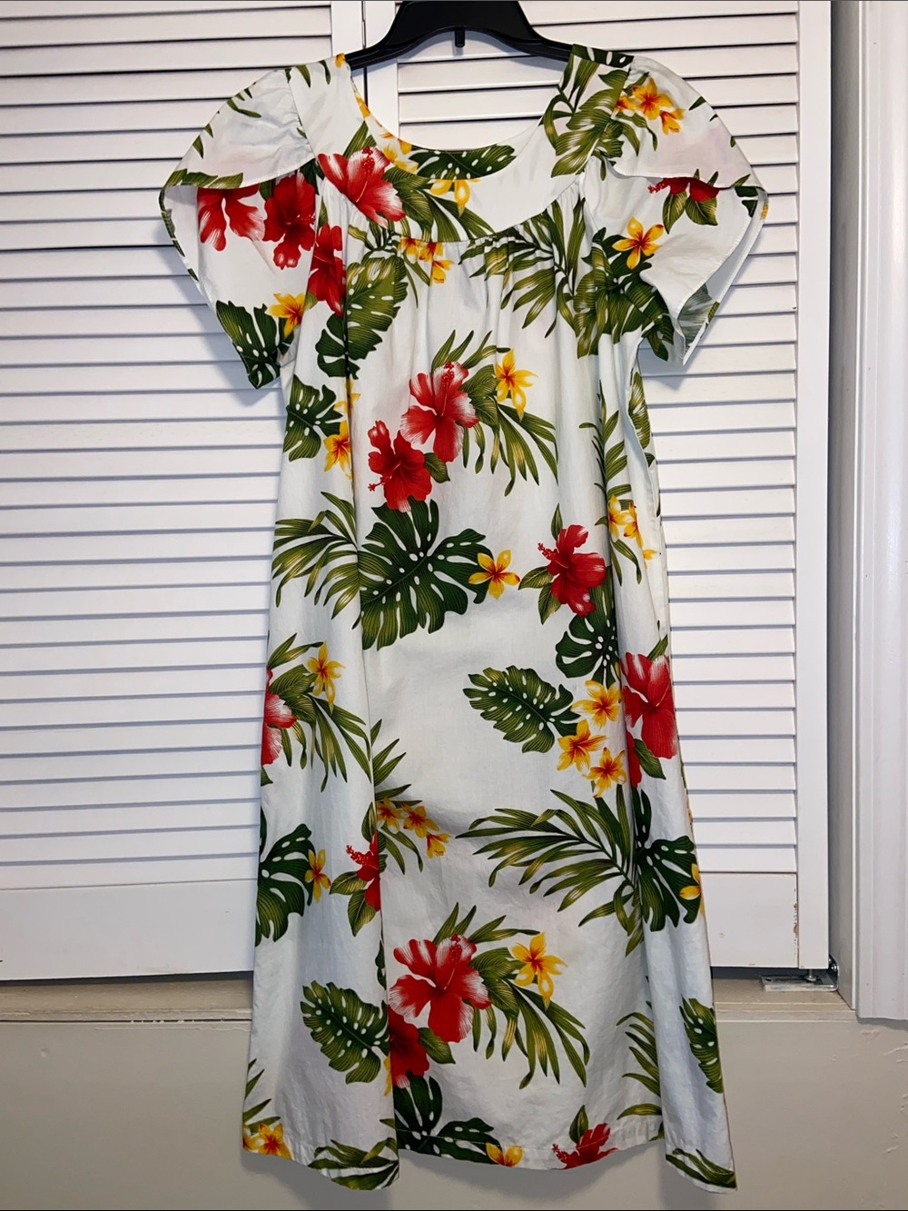 Puanani RJC Authentic Hawaiian Midi Muumuu Dress Size L 100% Cotton Hibiscus